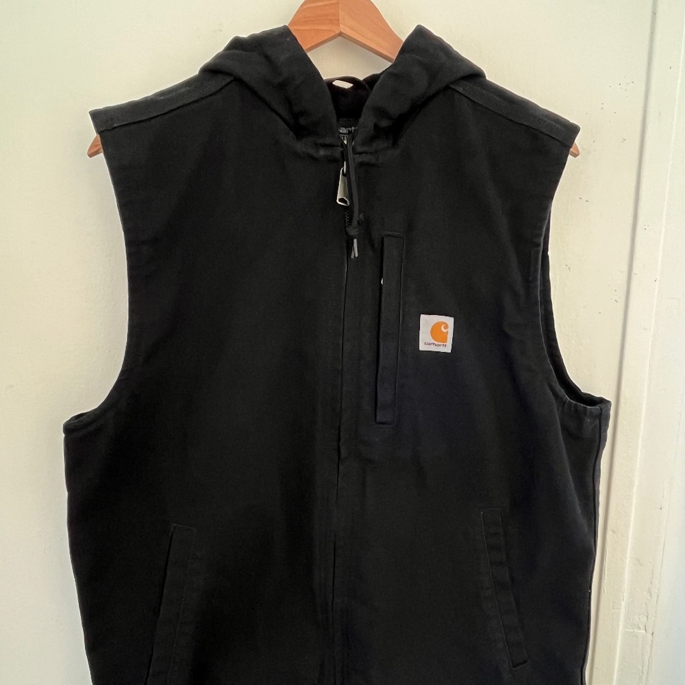 Carhartt Men’s Relaxed Fit Washed Duck Fleece-Lined Hooded Vest